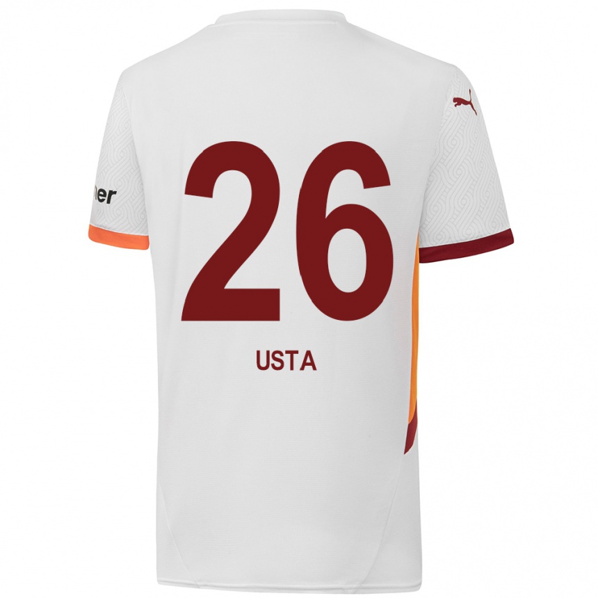 Herren Fußball Alanur Usta #26 Weiß Gelb Rot Auswärtstrikot Trikot 2024/25 T-Shirt Luxemburg