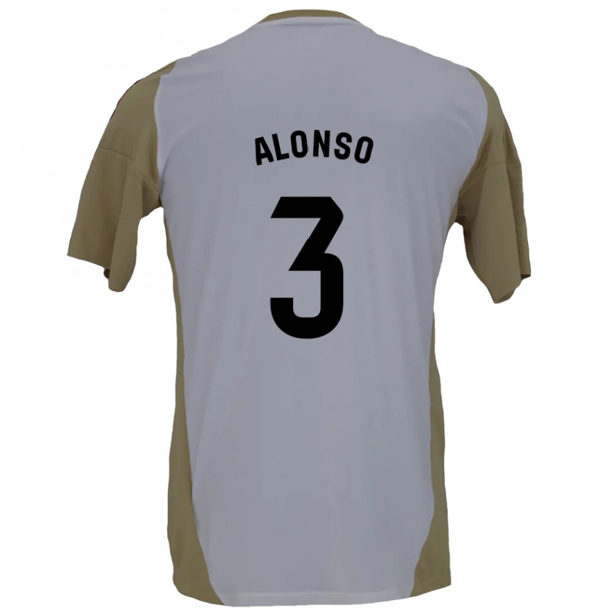 Herren Fußball Julio Alonso #3 Braunweiß Auswärtstrikot Trikot 2024/25 T-Shirt Luxemburg