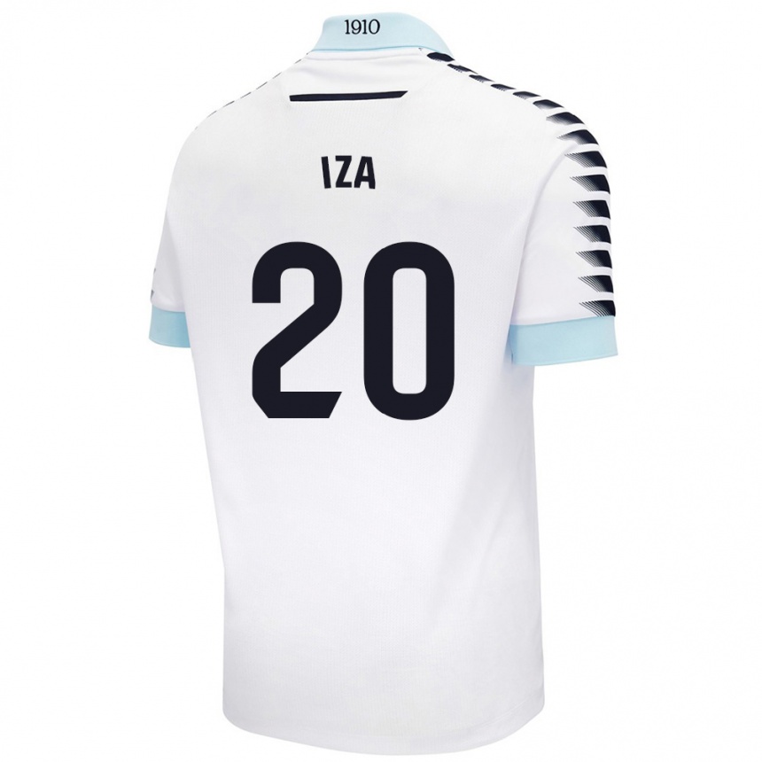 Herren Fußball Iza Carcelén #20 Weiß Blau Auswärtstrikot Trikot 2024/25 T-Shirt Luxemburg