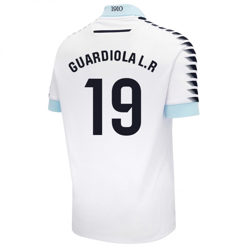 Herren Fußball Sergi Guardiola #19 Weiß Blau Auswärtstrikot Trikot 2024/25 T-Shirt Luxemburg