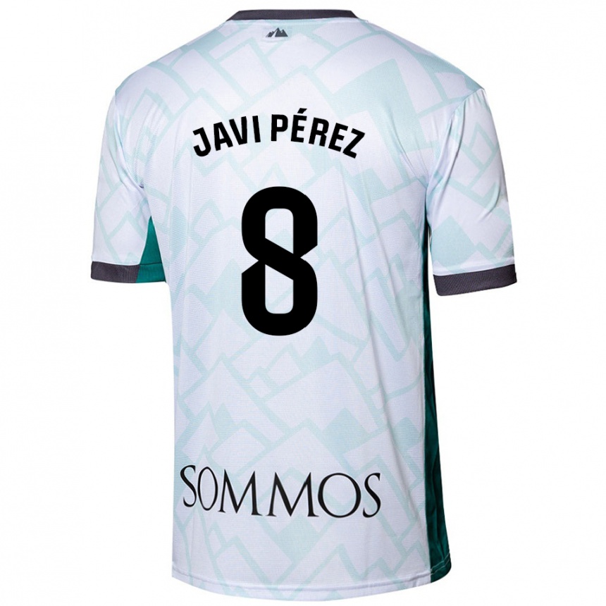 Herren Fußball Javi Pérez #8 Weiß Grün Auswärtstrikot Trikot 2024/25 T-Shirt Luxemburg