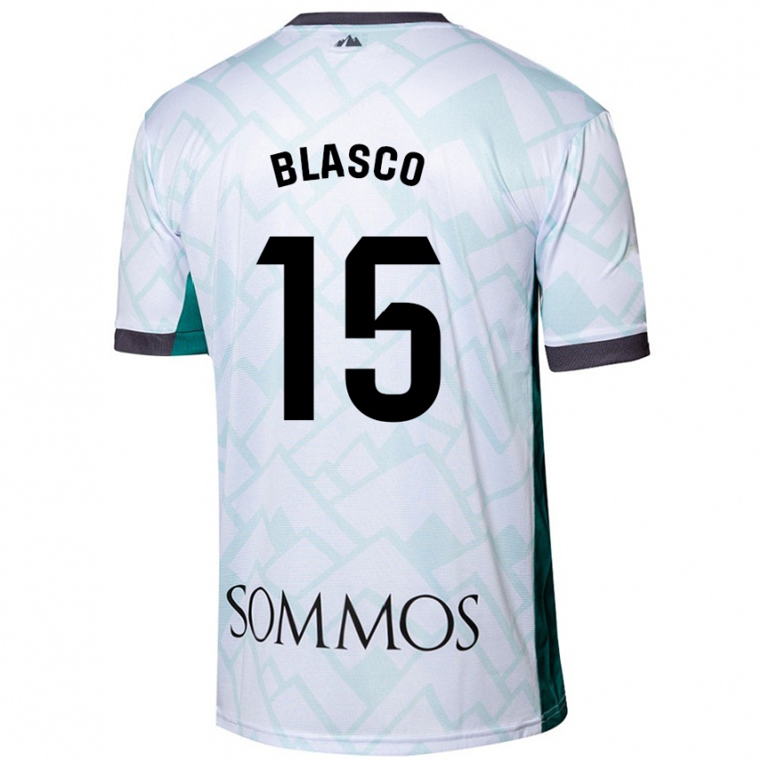 Herren Fußball Jérémy Blasco #15 Weiß Grün Auswärtstrikot Trikot 2024/25 T-Shirt Luxemburg