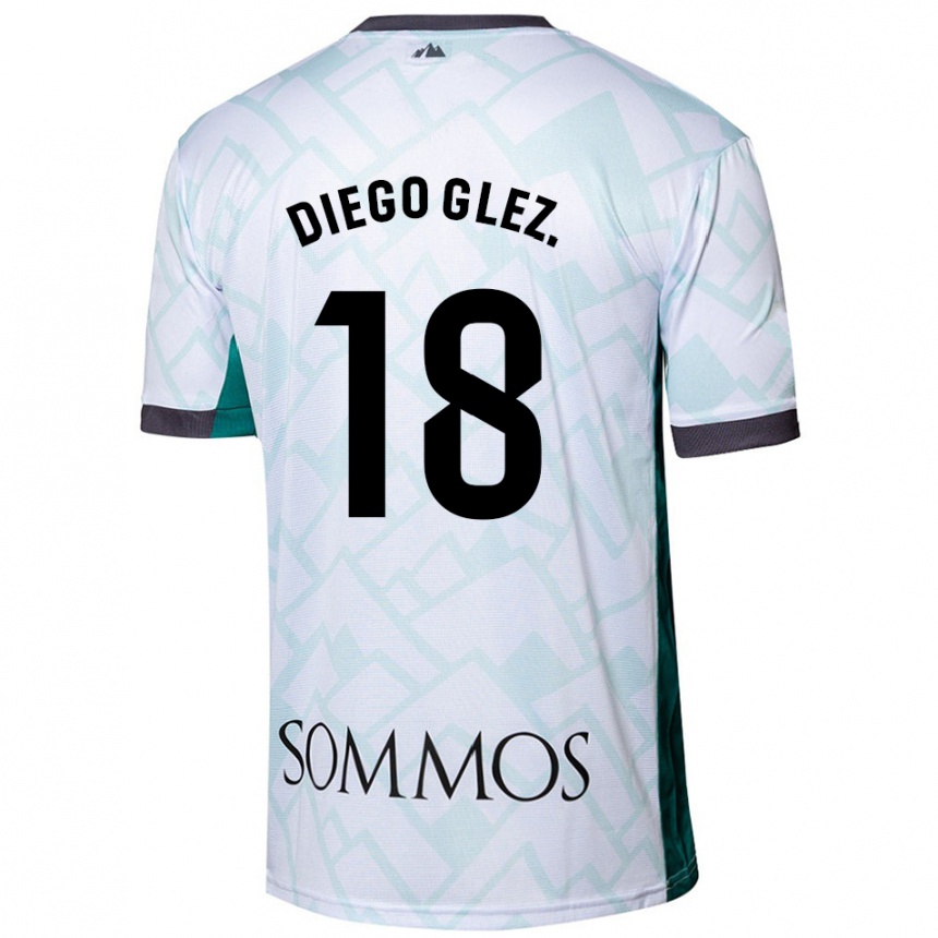 Herren Fußball Diego González #18 Weiß Grün Auswärtstrikot Trikot 2024/25 T-Shirt Luxemburg