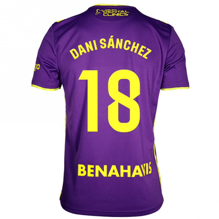 Herren Fußball Dani Sánchez #18 Lila Gelb Auswärtstrikot Trikot 2024/25 T-Shirt Luxemburg