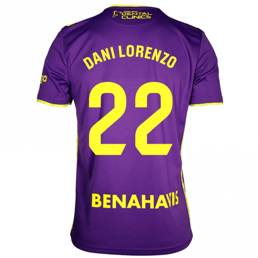 Herren Fußball Dani Lorenzo #22 Lila Gelb Auswärtstrikot Trikot 2024/25 T-Shirt Luxemburg