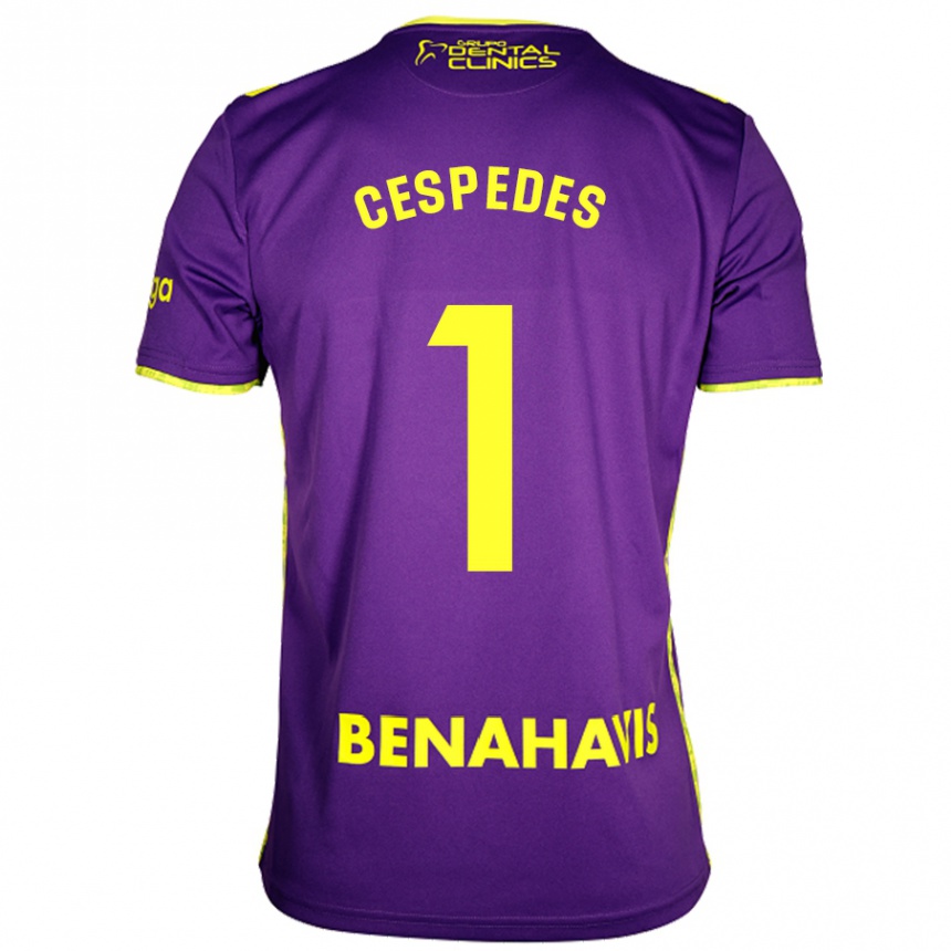 Herren Fußball Andrés Céspedes #1 Lila Gelb Auswärtstrikot Trikot 2024/25 T-Shirt Luxemburg