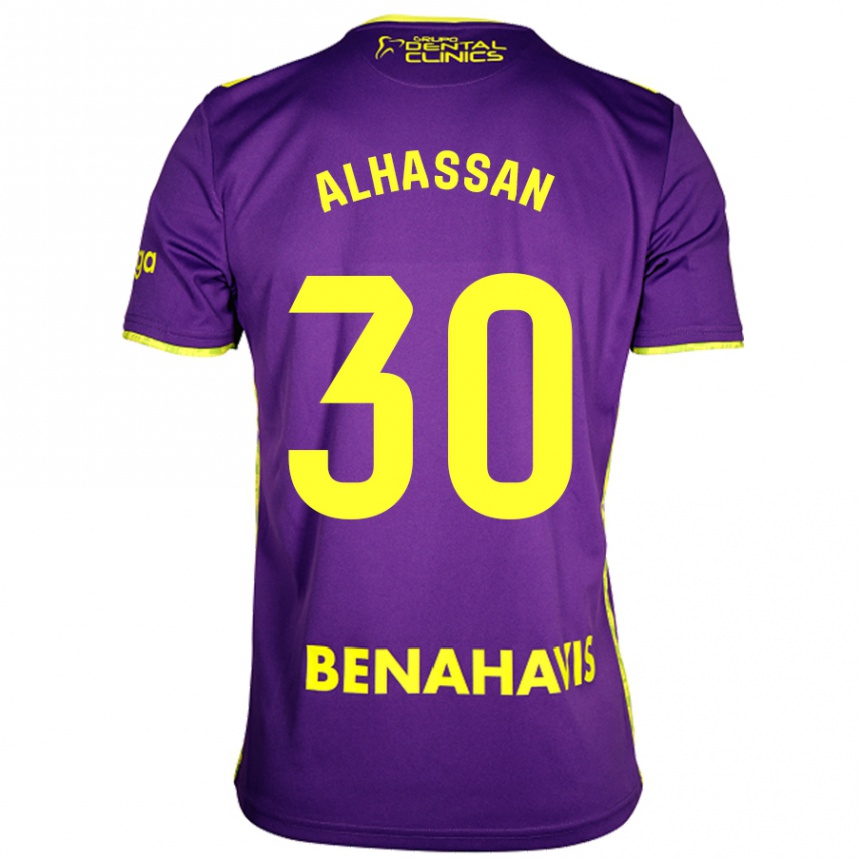 Herren Fußball Mubarak Alhassan #30 Lila Gelb Auswärtstrikot Trikot 2024/25 T-Shirt Luxemburg