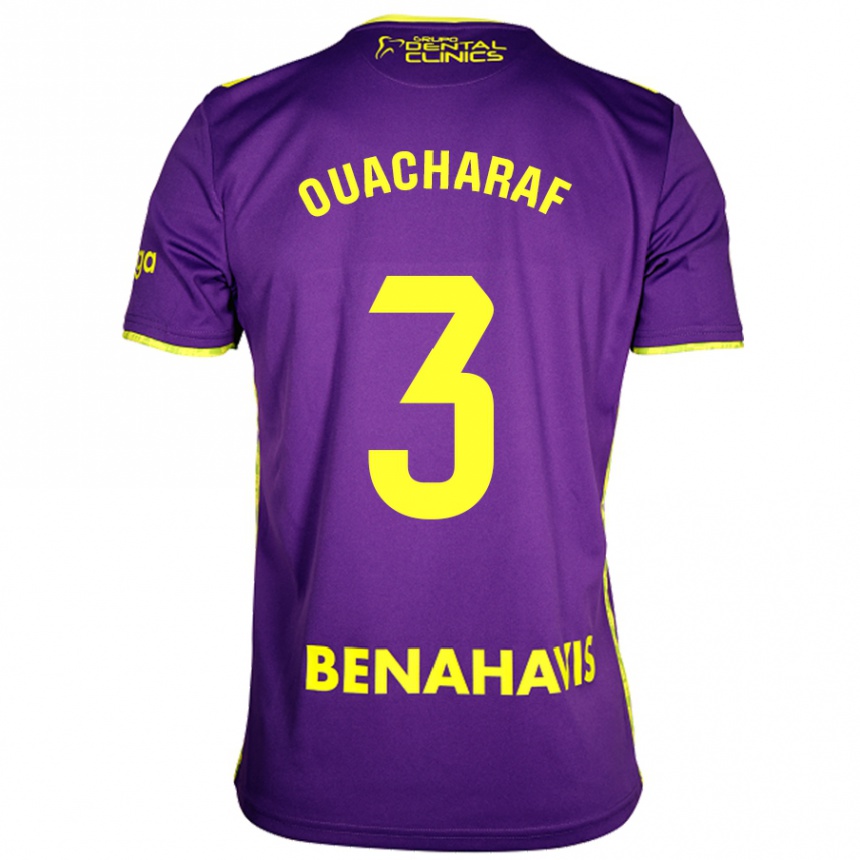 Herren Fußball Bilal Ouacharaf #3 Lila Gelb Auswärtstrikot Trikot 2024/25 T-Shirt Luxemburg