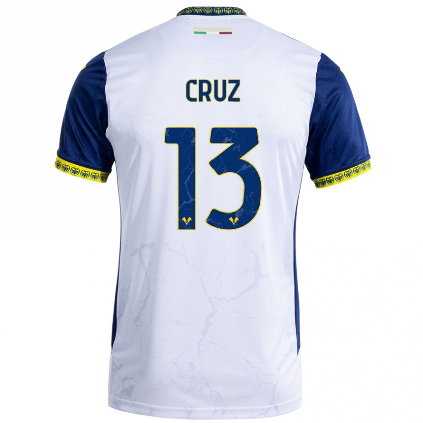 Herren Fußball Juan Manuel Cruz #13 Weiß Blau Auswärtstrikot Trikot 2024/25 T-Shirt Luxemburg