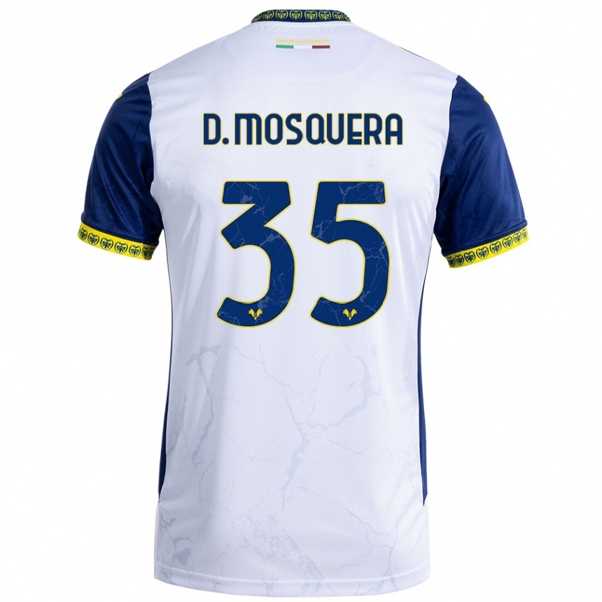 Herren Fußball Daniel Mosquera #35 Weiß Blau Auswärtstrikot Trikot 2024/25 T-Shirt Luxemburg