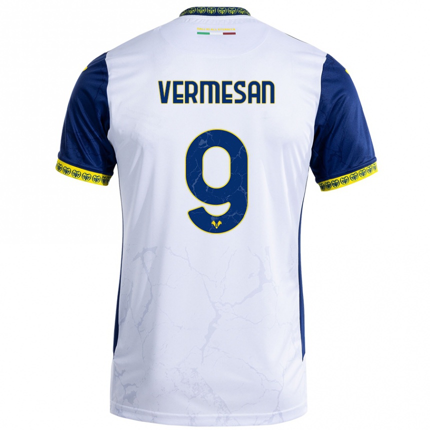 Herren Fußball Ioan Vermesan #9 Weiß Blau Auswärtstrikot Trikot 2024/25 T-Shirt Luxemburg