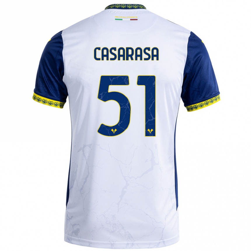 Herren Fußball Asia Casarasa #51 Weiß Blau Auswärtstrikot Trikot 2024/25 T-Shirt Luxemburg