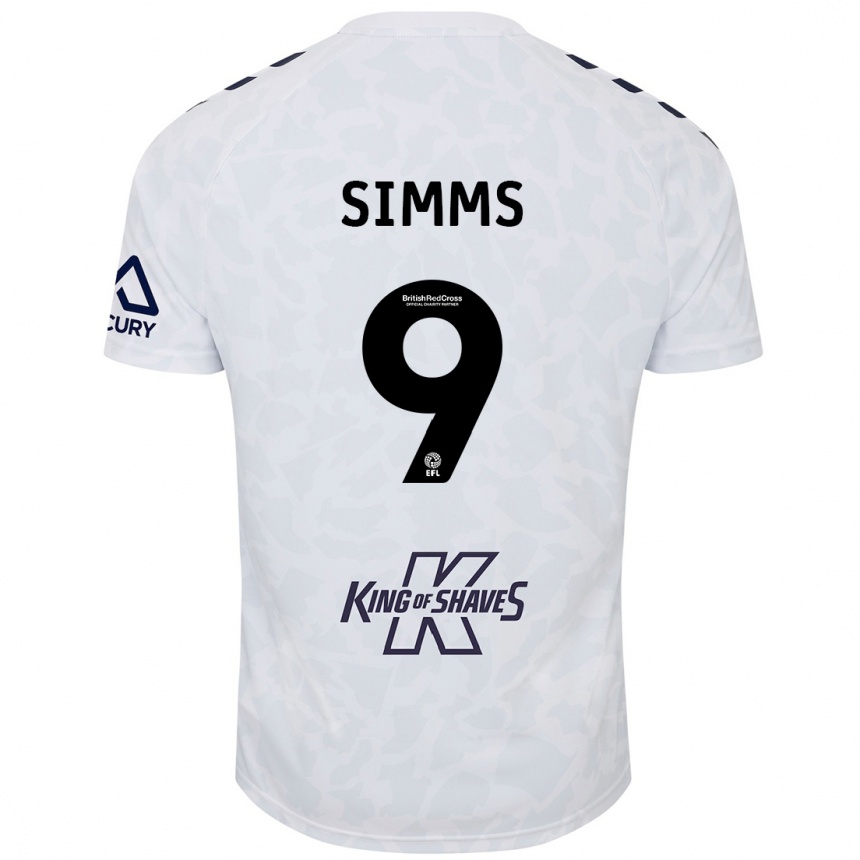 Herren Fußball Ellis Simms #9 Weiß Auswärtstrikot Trikot 2024/25 T-Shirt Luxemburg