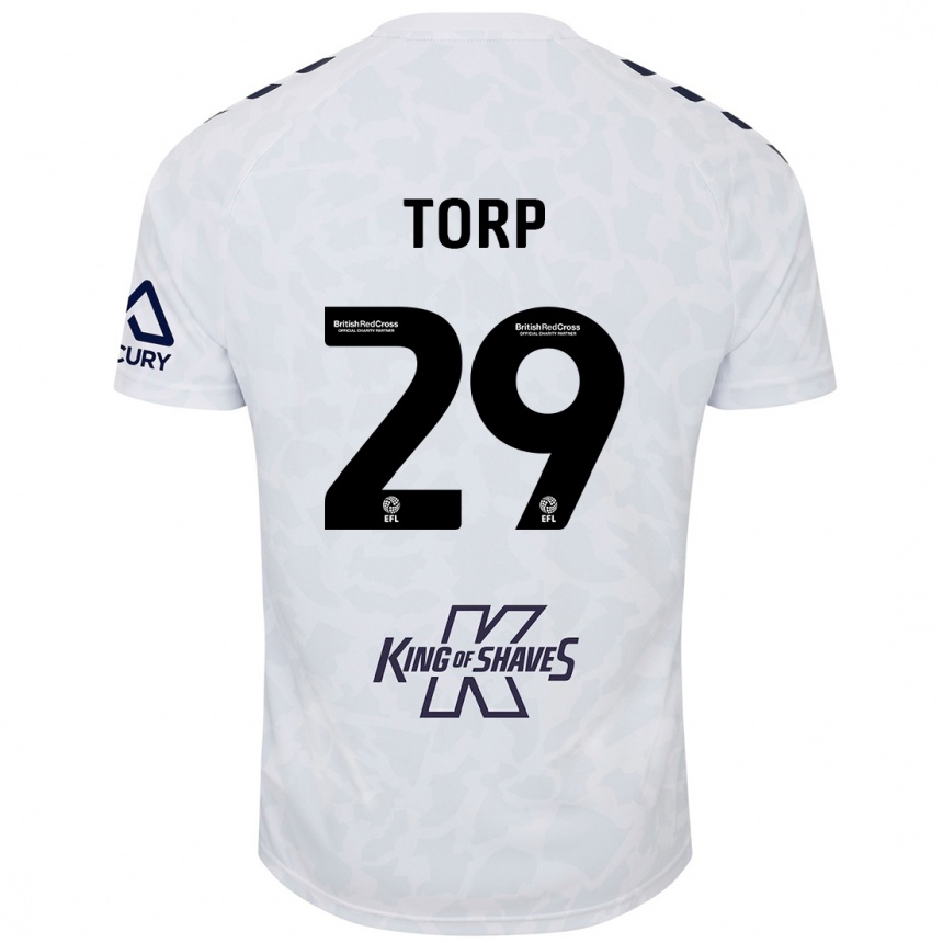 Herren Fußball Victor Torp #29 Weiß Auswärtstrikot Trikot 2024/25 T-Shirt Luxemburg