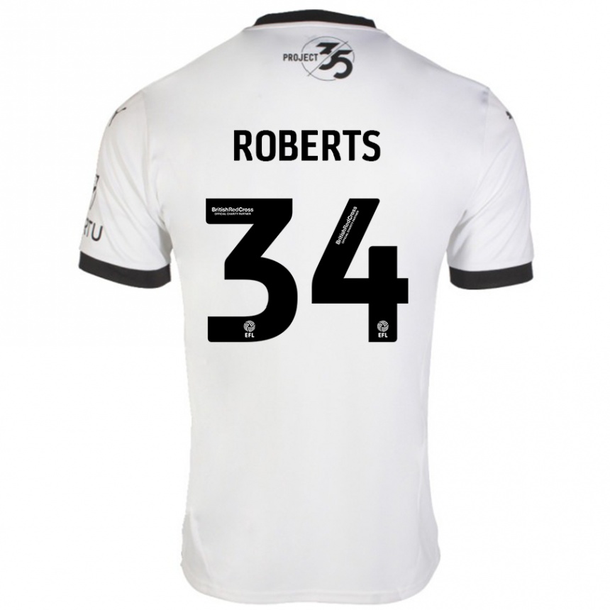 Herren Fußball Caleb Roberts #34 Weiß Schwarz Auswärtstrikot Trikot 2024/25 T-Shirt Luxemburg