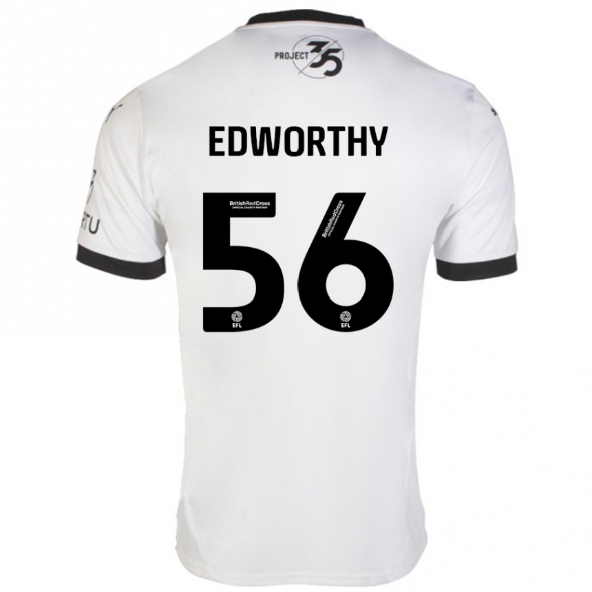 Herren Fußball Kieran Edworthy #56 Weiß Schwarz Auswärtstrikot Trikot 2024/25 T-Shirt Luxemburg