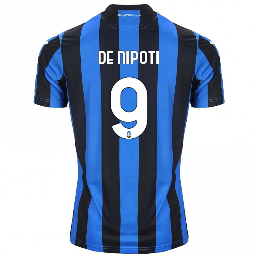 Damen Fußball Tommaso De Nipoti #9 Blau Schwarz Heimtrikot Trikot 2024/25 T-Shirt Luxemburg