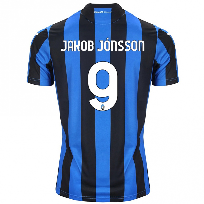 Damen Fußball Birkir Jakob Jónsson #9 Blau Schwarz Heimtrikot Trikot 2024/25 T-Shirt Luxemburg