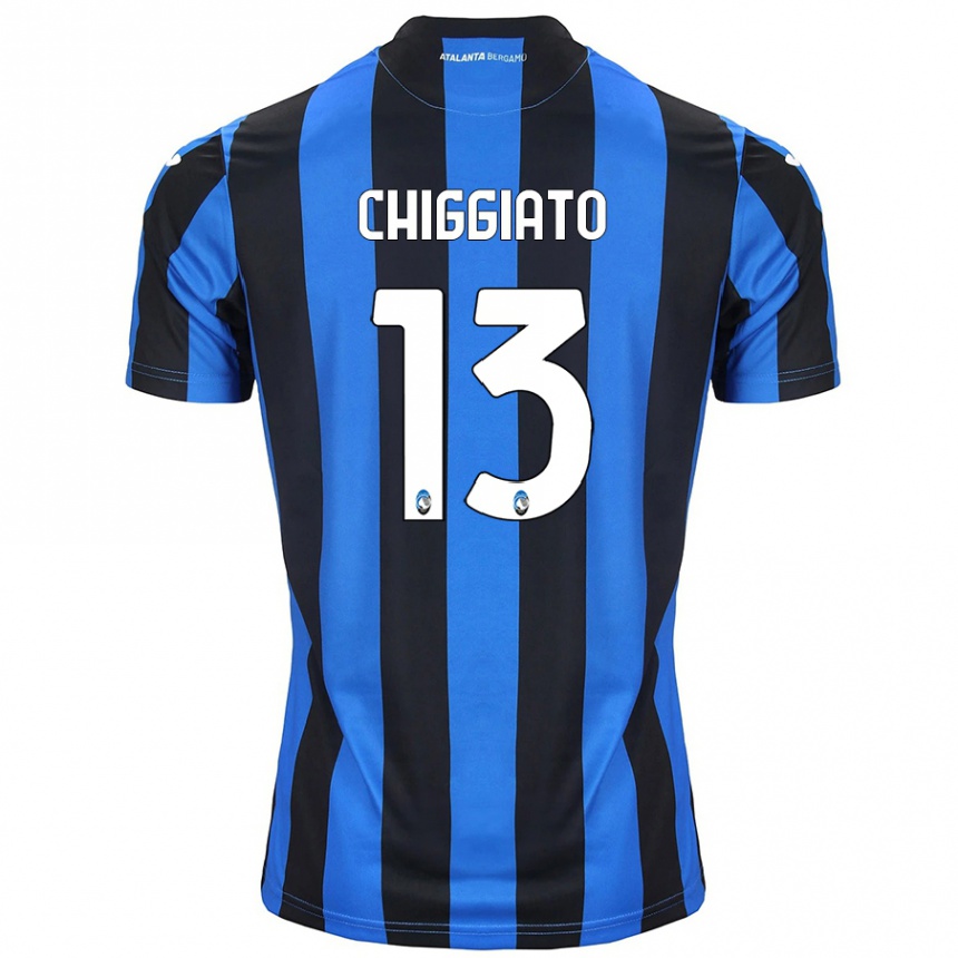 Damen Fußball Gabriele Chiggiato #13 Blau Schwarz Heimtrikot Trikot 2024/25 T-Shirt Luxemburg