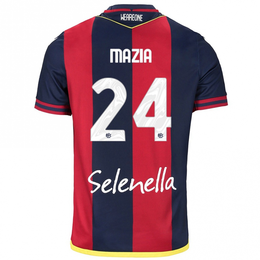 Damen Fußball Andrea Mazia #24 Rot Königsblau Heimtrikot Trikot 2024/25 T-Shirt Luxemburg