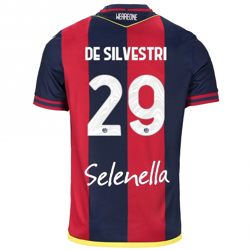 Damen Fußball Lorenzo De Silvestri #29 Rot Königsblau Heimtrikot Trikot 2024/25 T-Shirt Luxemburg