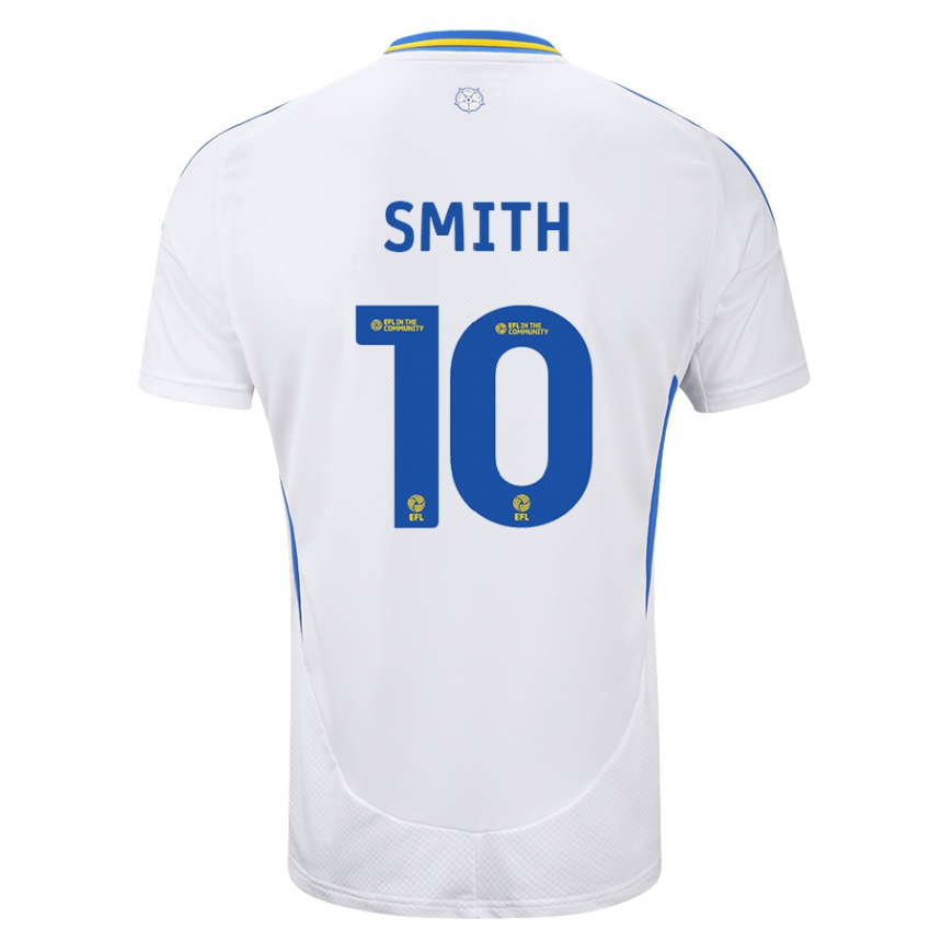 Damen Fußball Kathryn Smith #10 Weiß Blau Heimtrikot Trikot 2024/25 T-Shirt Luxemburg