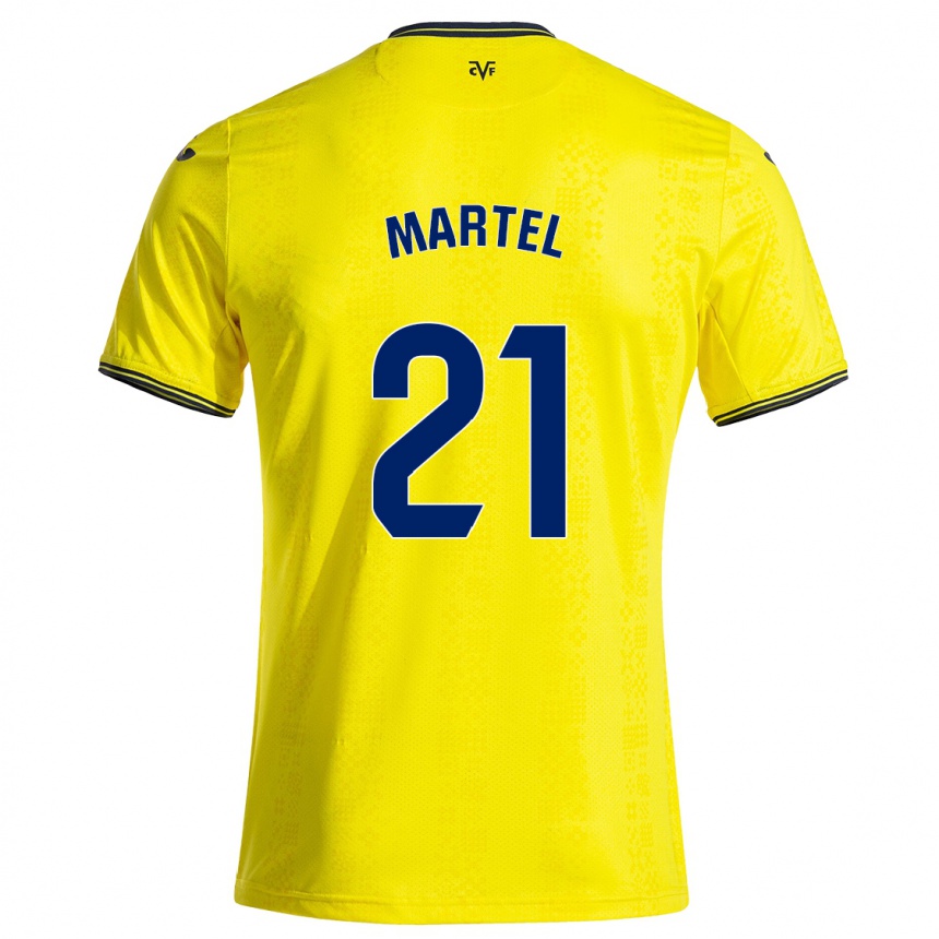 Damen Fußball Kevin Martel #21 Gelb Schwarz Heimtrikot Trikot 2024/25 T-Shirt Luxemburg