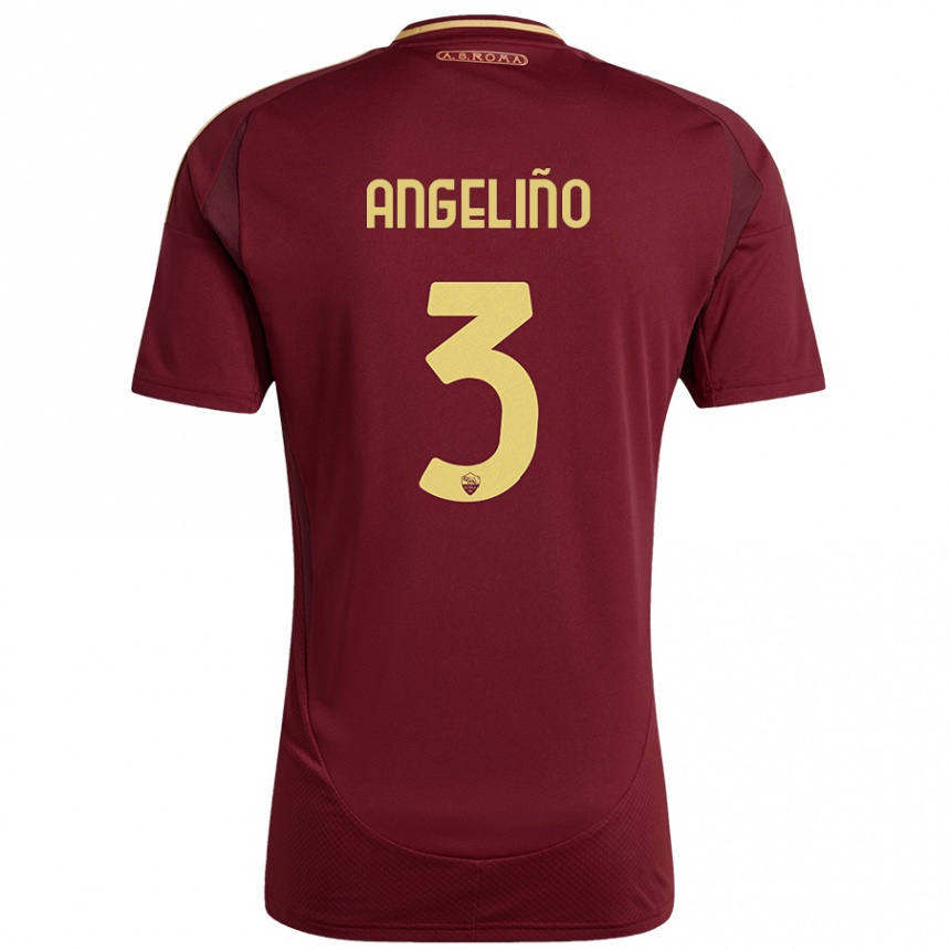 Damen Fußball Angeliño #3 Rot Braun Gold Heimtrikot Trikot 2024/25 T-Shirt Luxemburg