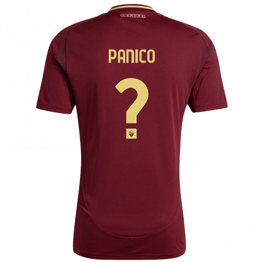 Damen Fußball Francesco Panico #0 Rot Braun Gold Heimtrikot Trikot 2024/25 T-Shirt Luxemburg