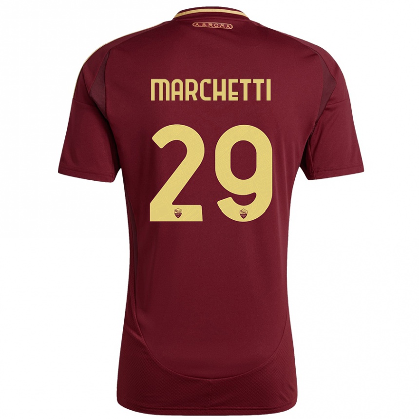 Damen Fußball Tommaso Marchetti #29 Rot Braun Gold Heimtrikot Trikot 2024/25 T-Shirt Luxemburg