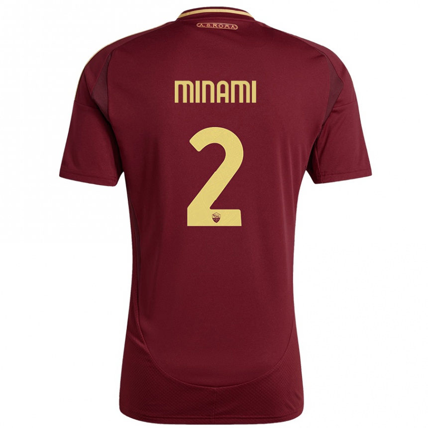 Damen Fußball Moeka Minami #2 Rot Braun Gold Heimtrikot Trikot 2024/25 T-Shirt Luxemburg