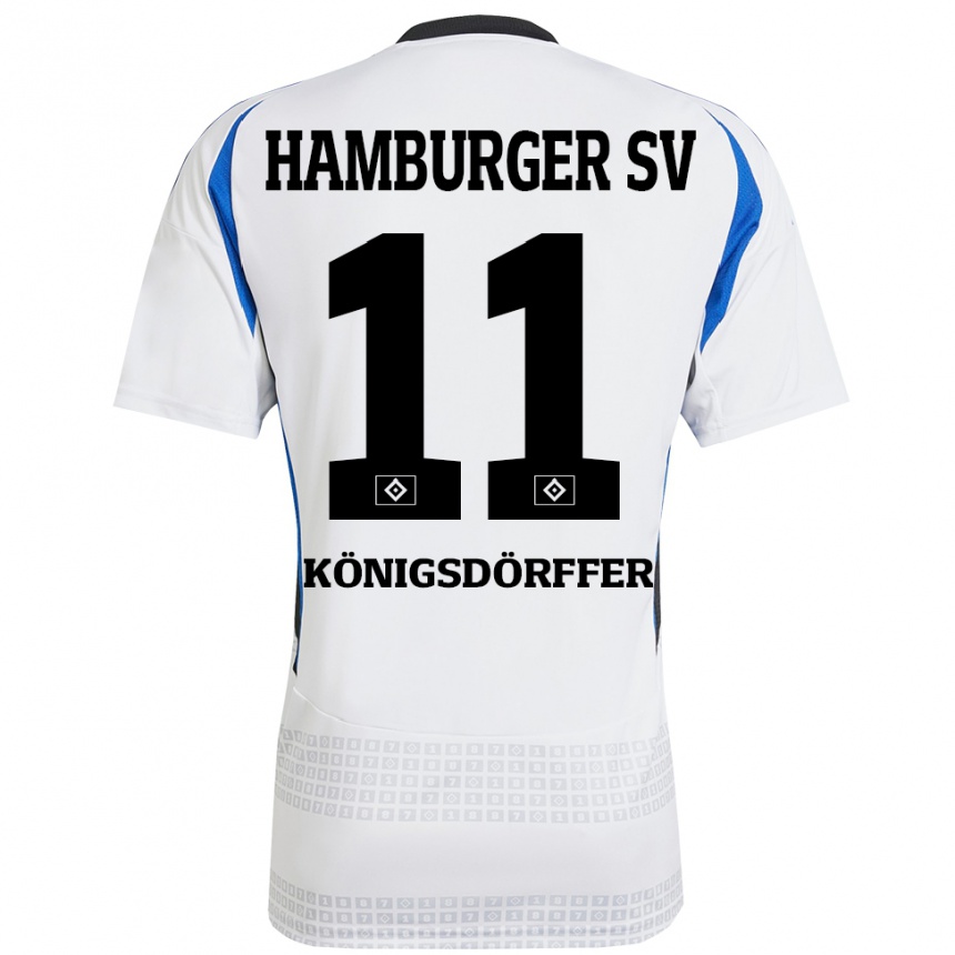 Damen Fußball Ransford Königsdörffer #11 Weiß Blau Heimtrikot Trikot 2024/25 T-Shirt Luxemburg