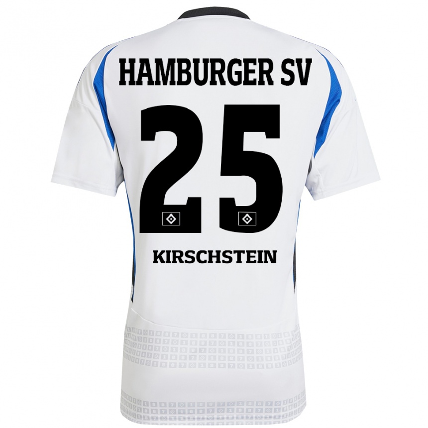 Damen Fußball Merle Kirschstein #25 Weiß Blau Heimtrikot Trikot 2024/25 T-Shirt Luxemburg