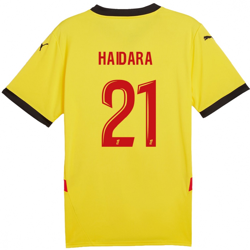 Damen Fußball Massadio Haidara #21 Gelb Rot Heimtrikot Trikot 2024/25 T-Shirt Luxemburg