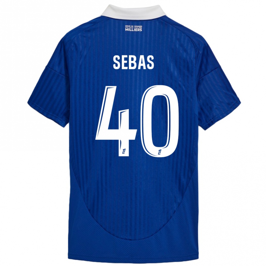 Damen Fußball Jérémy Sebas #40 Blau Weiß Heimtrikot Trikot 2024/25 T-Shirt Luxemburg