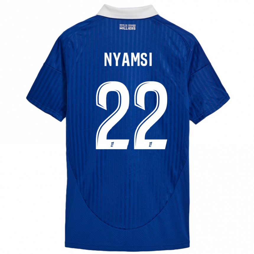 Damen Fußball Gerzino Nyamsi #22 Blau Weiß Heimtrikot Trikot 2024/25 T-Shirt Luxemburg