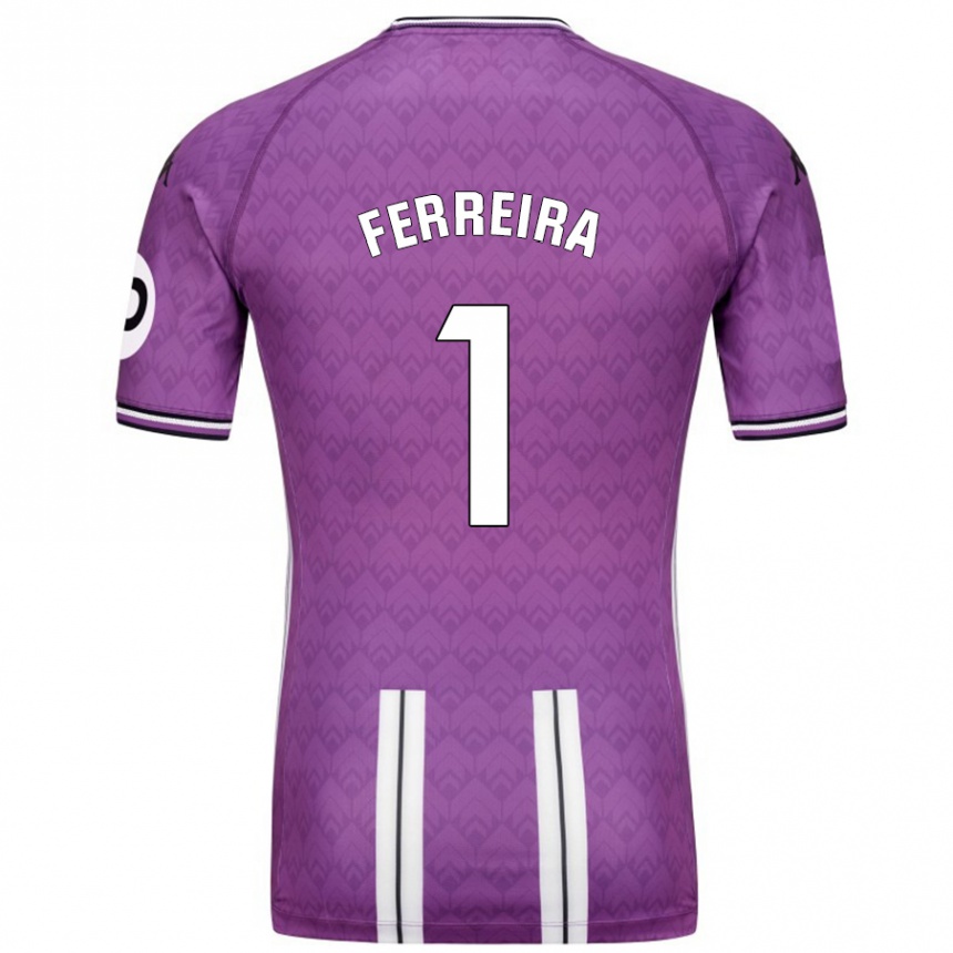 Damen Fußball André Ferreira #1 Violett Weiß Heimtrikot Trikot 2024/25 T-Shirt Luxemburg