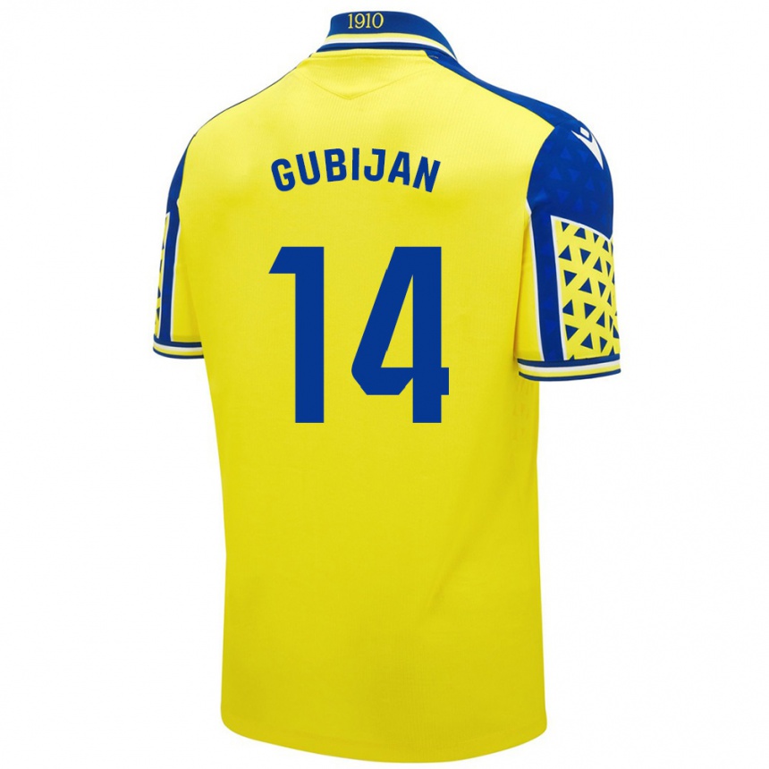 Damen Fußball Lovro Gubijan #14 Gelb Blau Heimtrikot Trikot 2024/25 T-Shirt Luxemburg