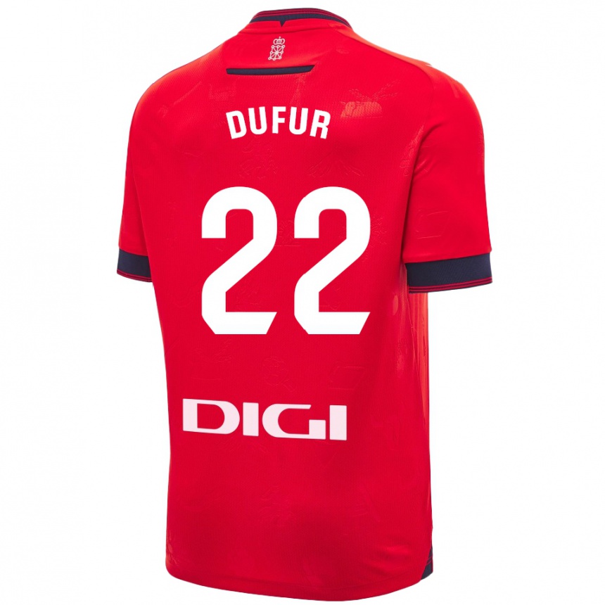 Damen Fußball Ander Dufur #22 Rot Weiß Heimtrikot Trikot 2024/25 T-Shirt Luxemburg