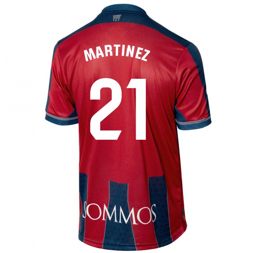 Damen Fußball Alejandra Martínez #21 Rot Blau Heimtrikot Trikot 2024/25 T-Shirt Luxemburg