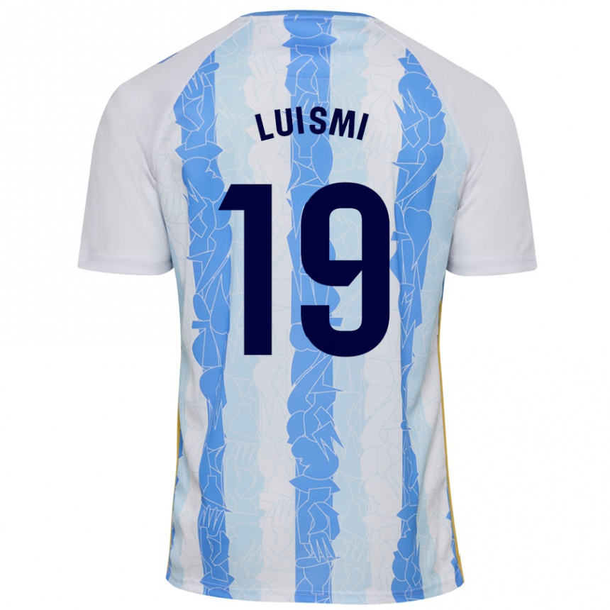 Damen Fußball Luismi Sánchez #19 Weiß Blau Heimtrikot Trikot 2024/25 T-Shirt Luxemburg