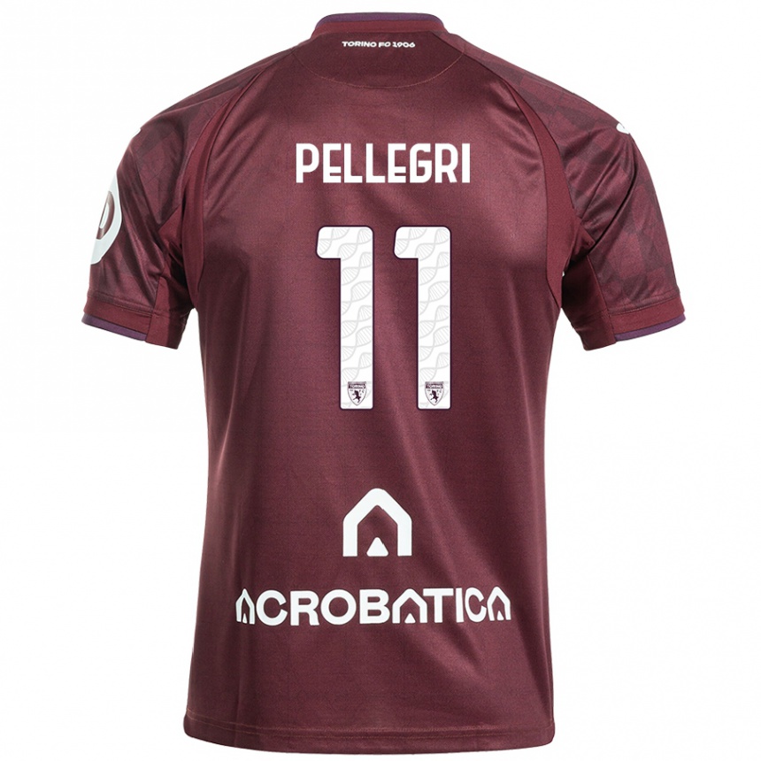 Damen Fußball Pietro Pellegri #11 Kastanienbraun Weiß Heimtrikot Trikot 2024/25 T-Shirt Luxemburg