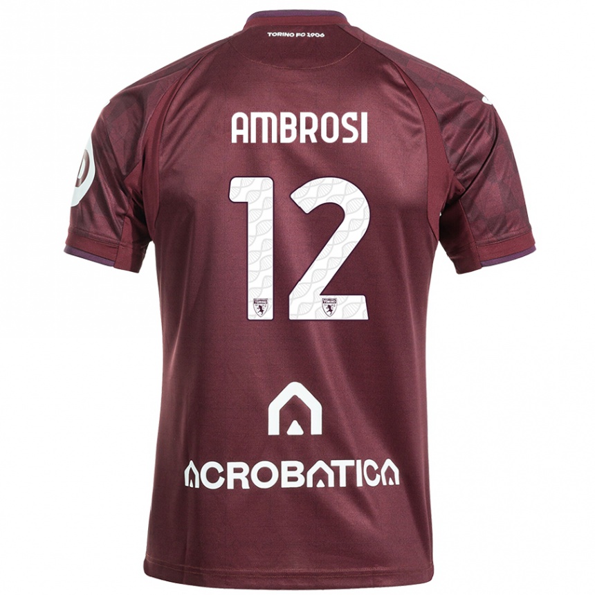 Damen Fußball Martina Ambrosi #12 Kastanienbraun Weiß Heimtrikot Trikot 2024/25 T-Shirt Luxemburg