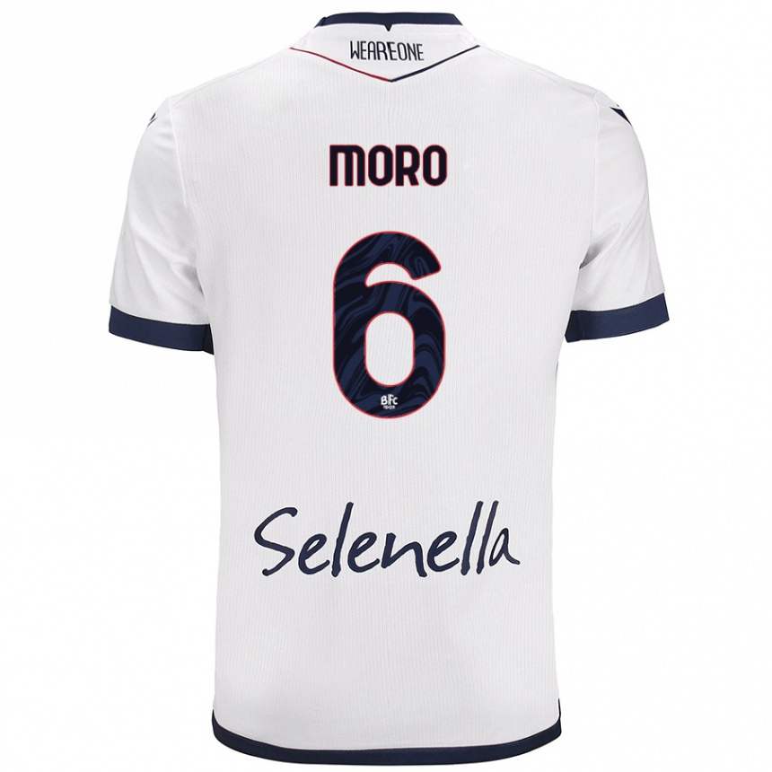 Damen Fußball Nikola Moro #6 Weiß Königsblau Auswärtstrikot Trikot 2024/25 T-Shirt Luxemburg