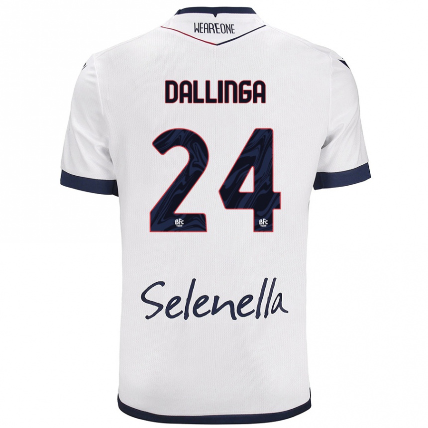 Damen Fußball Thijs Dallinga #24 Weiß Königsblau Auswärtstrikot Trikot 2024/25 T-Shirt Luxemburg