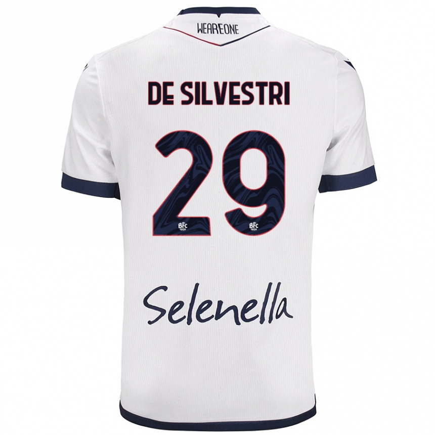 Damen Fußball Lorenzo De Silvestri #29 Weiß Königsblau Auswärtstrikot Trikot 2024/25 T-Shirt Luxemburg