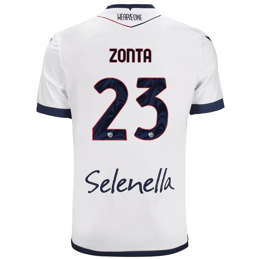 Damen Fußball Alessandro Zonta #23 Weiß Königsblau Auswärtstrikot Trikot 2024/25 T-Shirt Luxemburg