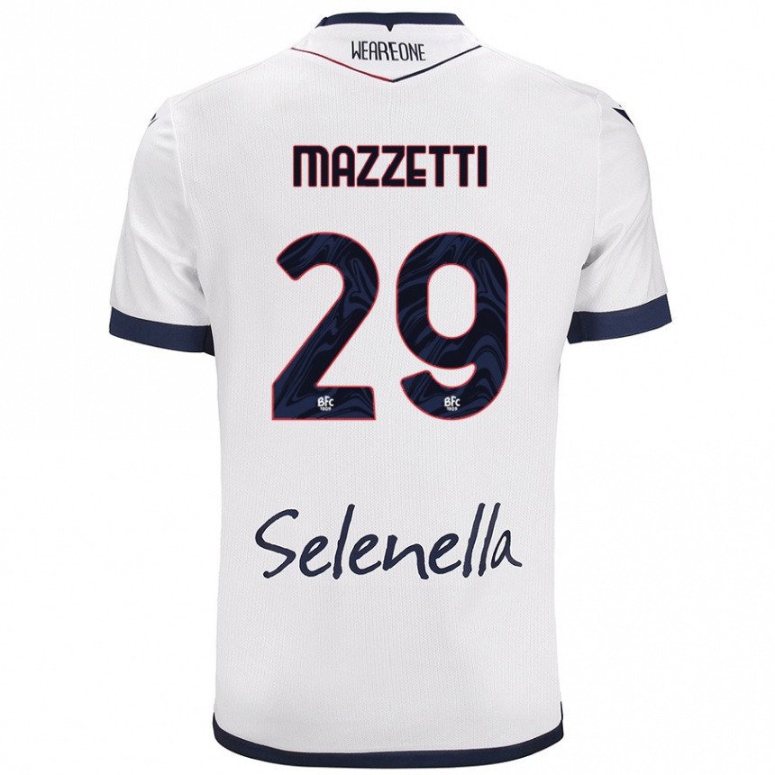 Damen Fußball Gabriele Mazzetti #29 Weiß Königsblau Auswärtstrikot Trikot 2024/25 T-Shirt Luxemburg