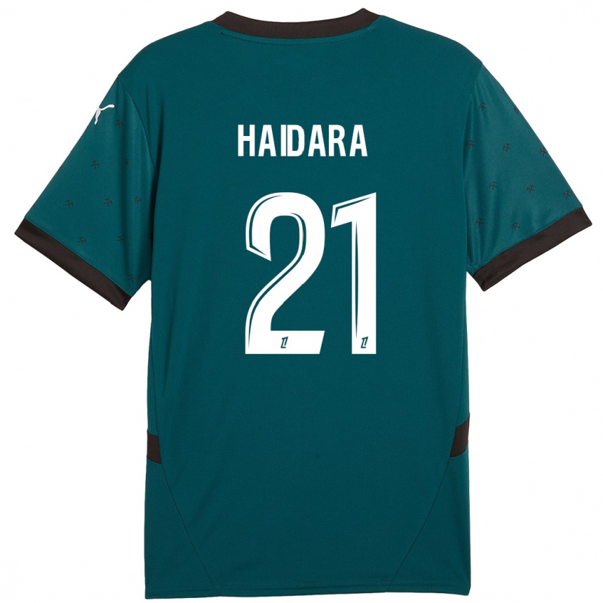 Damen Fußball Massadio Haidara #21 Dunkelgrün Auswärtstrikot Trikot 2024/25 T-Shirt Luxemburg