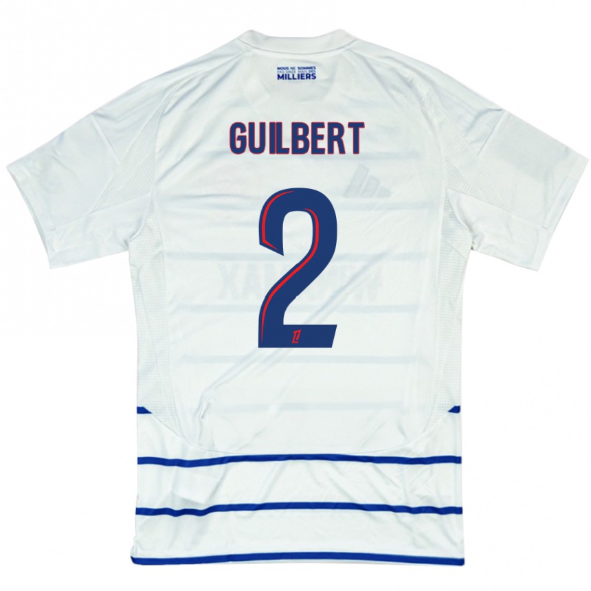 Damen Fußball Frédéric Guilbert #2 Weiß Blau Auswärtstrikot Trikot 2024/25 T-Shirt Luxemburg